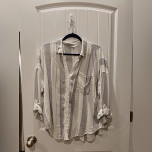 Blue & White Button Down Top